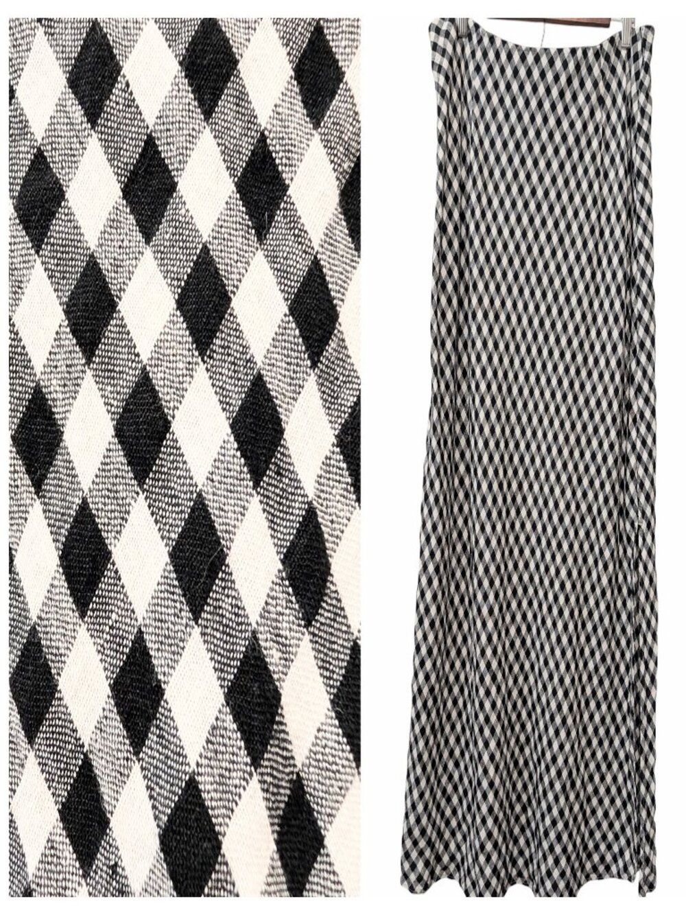 J Crew Womens Size L Gwyneth Black White Gingham Plaid Pull On Linen Slip Skirt
